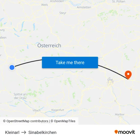 Kleinarl to Sinabelkirchen map