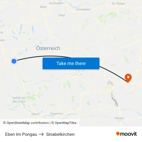 Eben Im Pongau to Sinabelkirchen map
