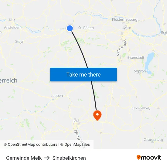 Gemeinde Melk to Sinabelkirchen map