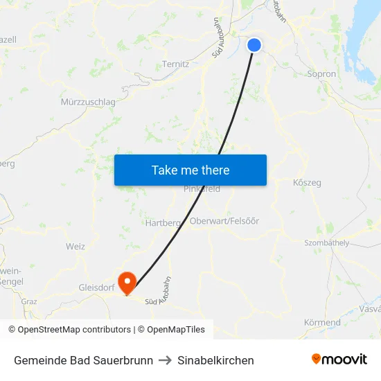 Gemeinde Bad Sauerbrunn to Sinabelkirchen map
