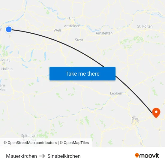 Mauerkirchen to Sinabelkirchen map