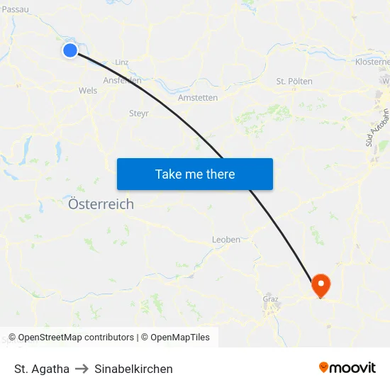 St. Agatha to Sinabelkirchen map