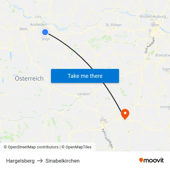 Hargelsberg to Sinabelkirchen map