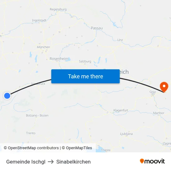 Gemeinde Ischgl to Sinabelkirchen map