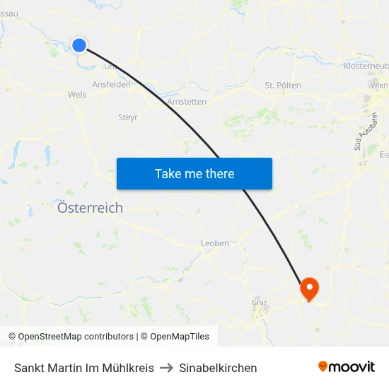 Sankt Martin Im Mühlkreis to Sinabelkirchen map