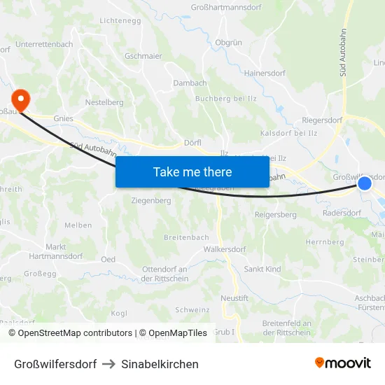 Großwilfersdorf to Sinabelkirchen map