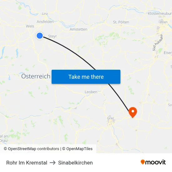 Rohr Im Kremstal to Sinabelkirchen map