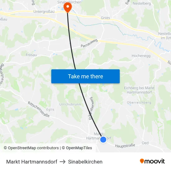 Markt Hartmannsdorf to Sinabelkirchen map