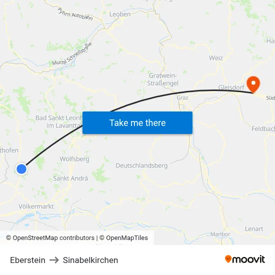 Eberstein to Sinabelkirchen map