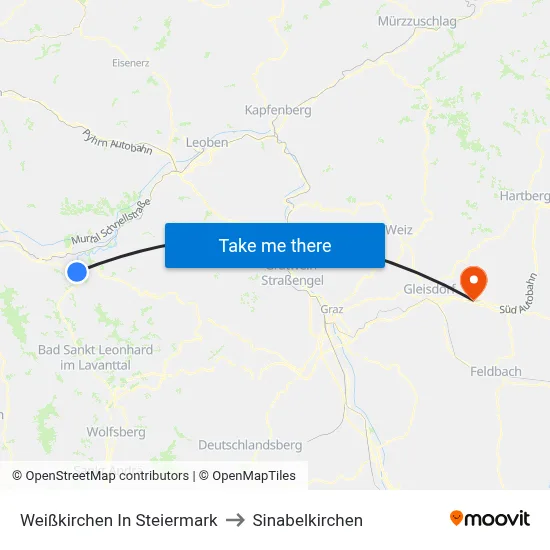 Weißkirchen In Steiermark to Sinabelkirchen map
