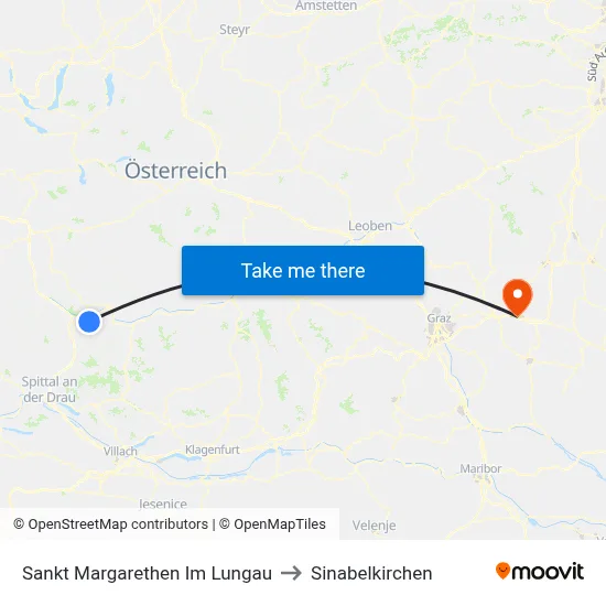 Sankt Margarethen Im Lungau to Sinabelkirchen map