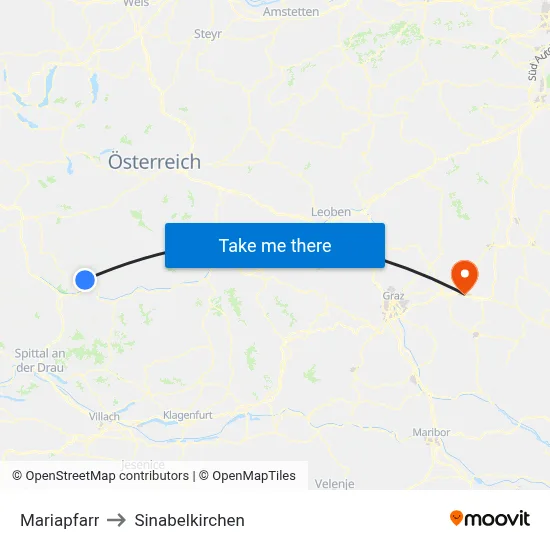 Mariapfarr to Sinabelkirchen map