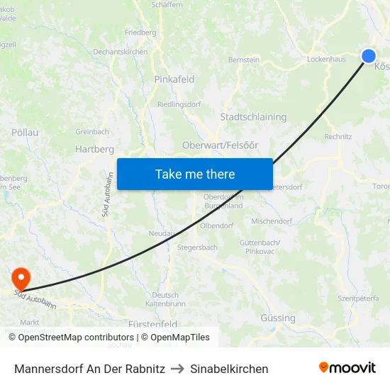 Mannersdorf An Der Rabnitz to Sinabelkirchen map