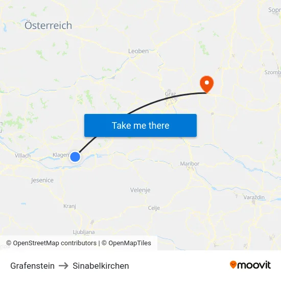 Grafenstein to Sinabelkirchen map