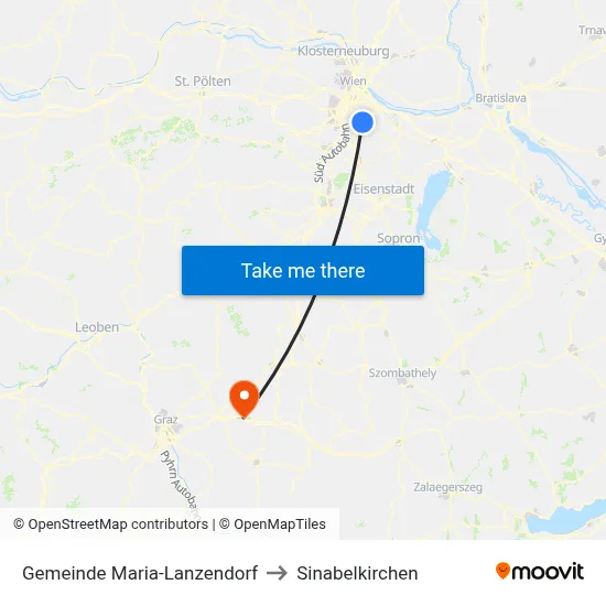 Gemeinde Maria-Lanzendorf to Sinabelkirchen map