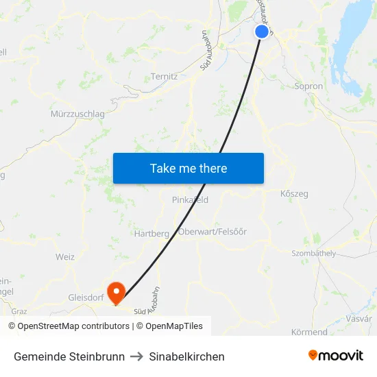 Gemeinde Steinbrunn to Sinabelkirchen map