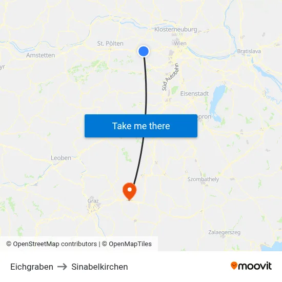Eichgraben to Sinabelkirchen map