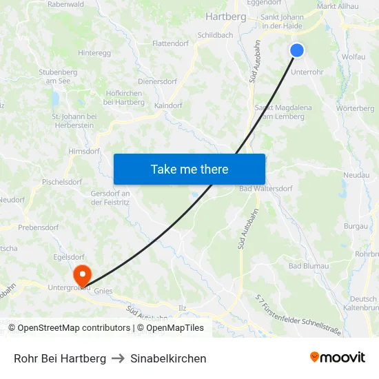 Rohr Bei Hartberg to Sinabelkirchen map