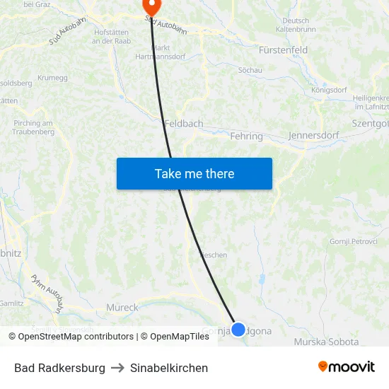 Bad Radkersburg to Sinabelkirchen map