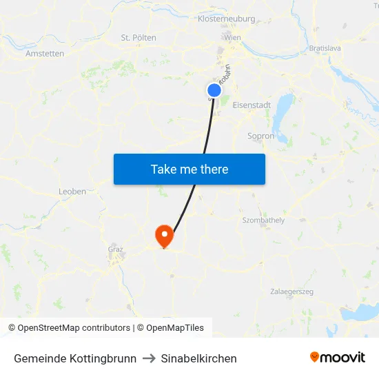Gemeinde Kottingbrunn to Sinabelkirchen map
