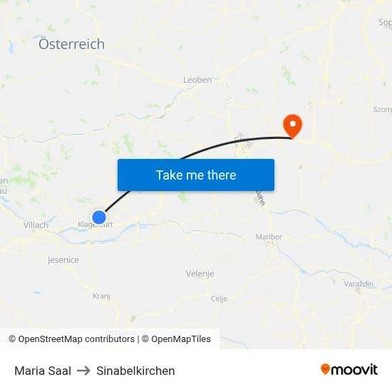 Maria Saal to Sinabelkirchen map