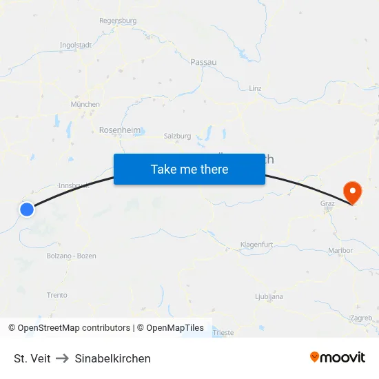 St. Veit to Sinabelkirchen map