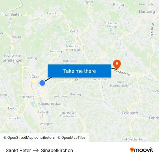 Sankt Peter to Sinabelkirchen map