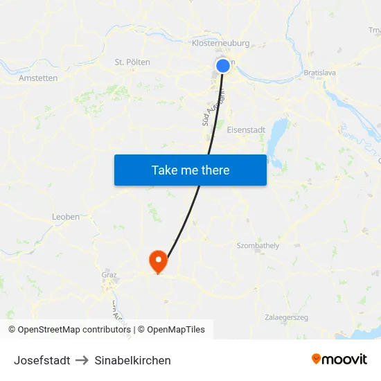 Josefstadt to Sinabelkirchen map