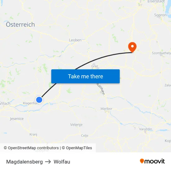 Magdalensberg to Wolfau map