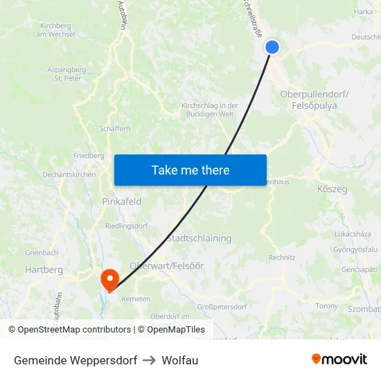 Gemeinde Weppersdorf to Wolfau map