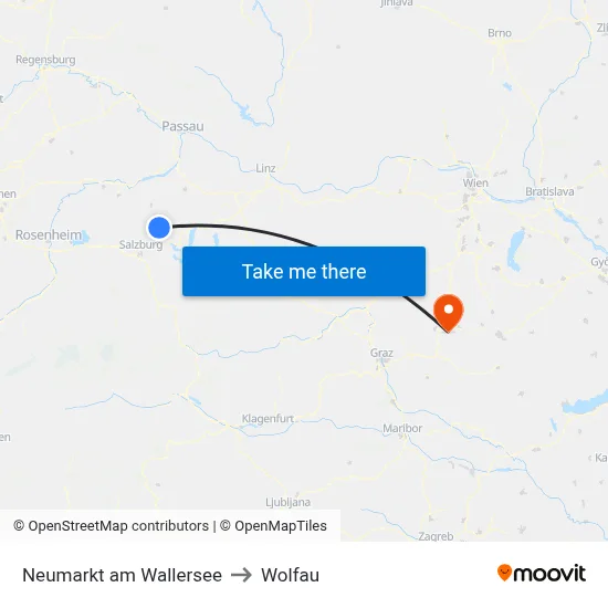 Neumarkt am Wallersee to Wolfau map