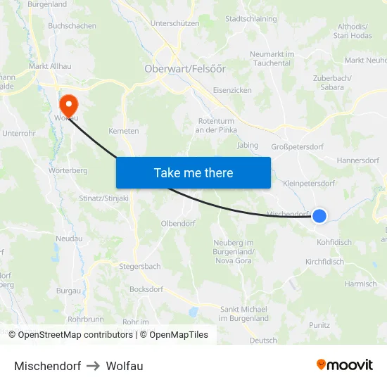 Mischendorf to Wolfau map