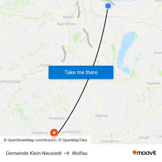 Gemeinde Klein-Neusiedl to Wolfau map