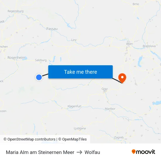 Maria Alm am Steinernen Meer to Wolfau map