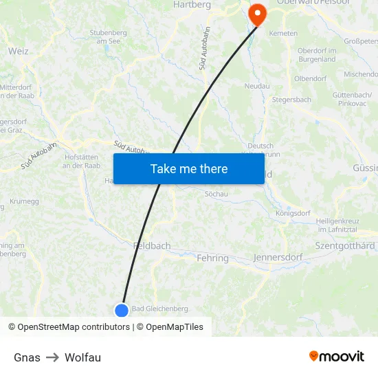 Gnas to Wolfau map