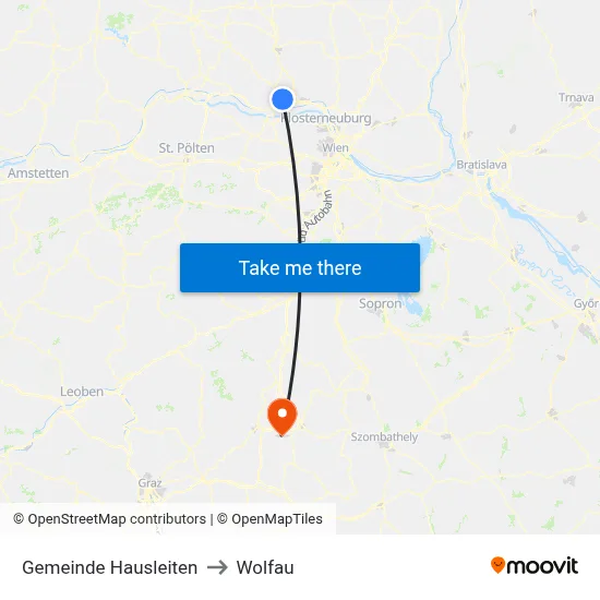 Gemeinde Hausleiten to Wolfau map