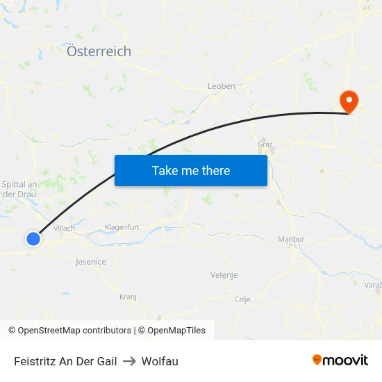 Feistritz An Der Gail to Wolfau map
