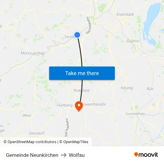 Gemeinde Neunkirchen to Wolfau map