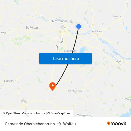 Gemeinde Obersiebenbrunn to Wolfau map