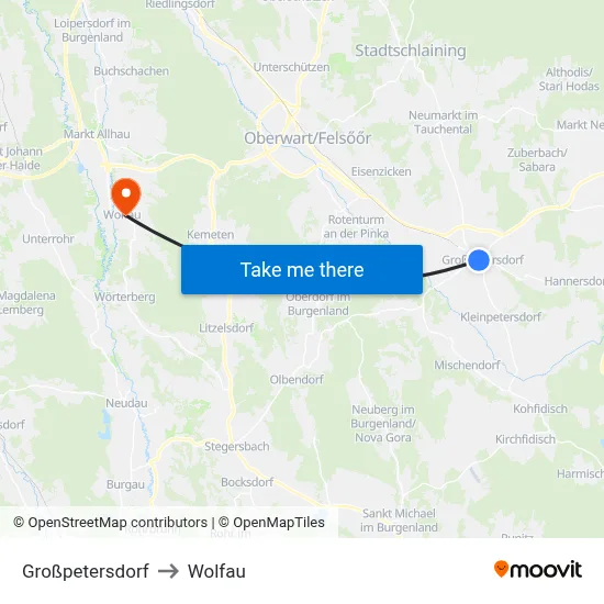 Großpetersdorf to Wolfau map