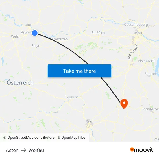 Asten to Wolfau map