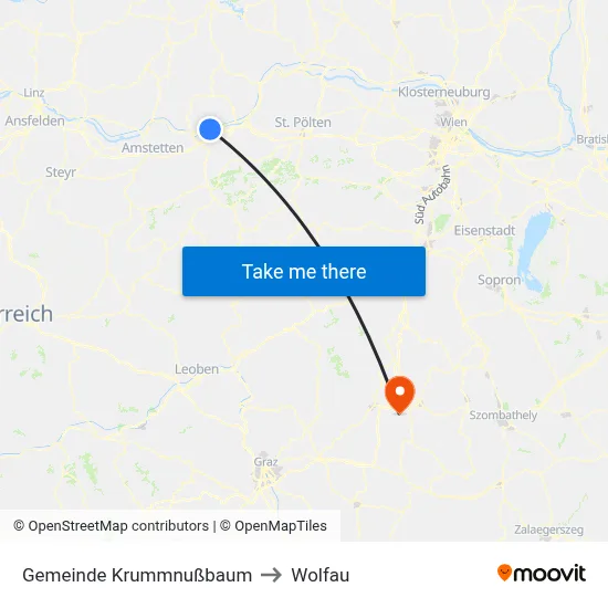 Gemeinde Krummnußbaum to Wolfau map