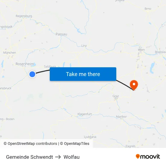 Gemeinde Schwendt to Wolfau map