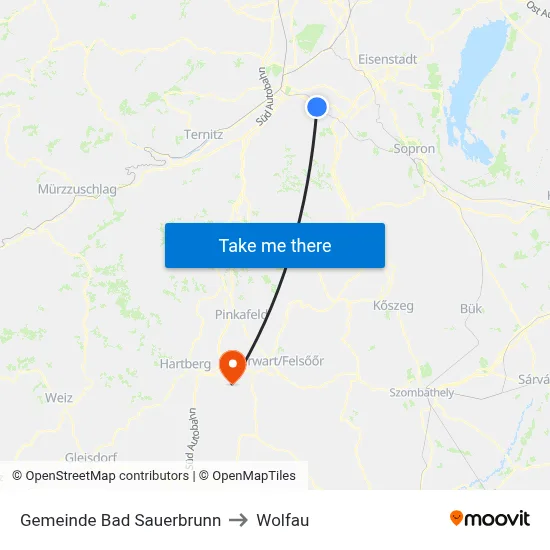 Gemeinde Bad Sauerbrunn to Wolfau map