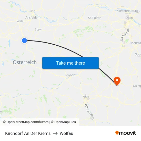 Kirchdorf An Der Krems to Wolfau map