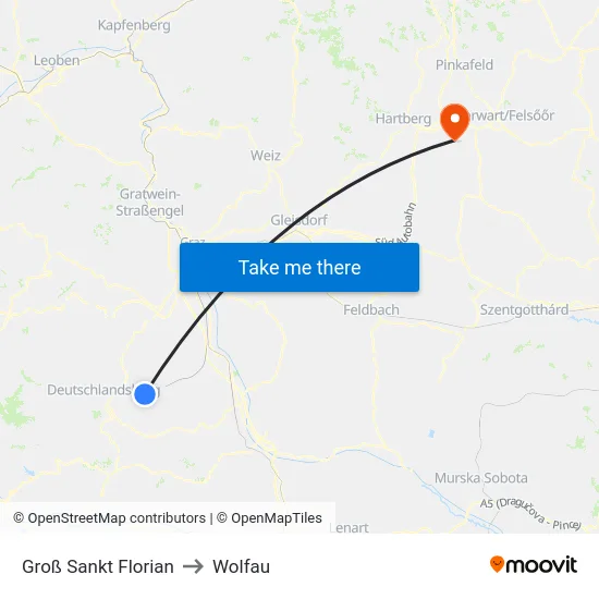 Groß Sankt Florian to Wolfau map