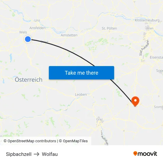 Sipbachzell to Wolfau map