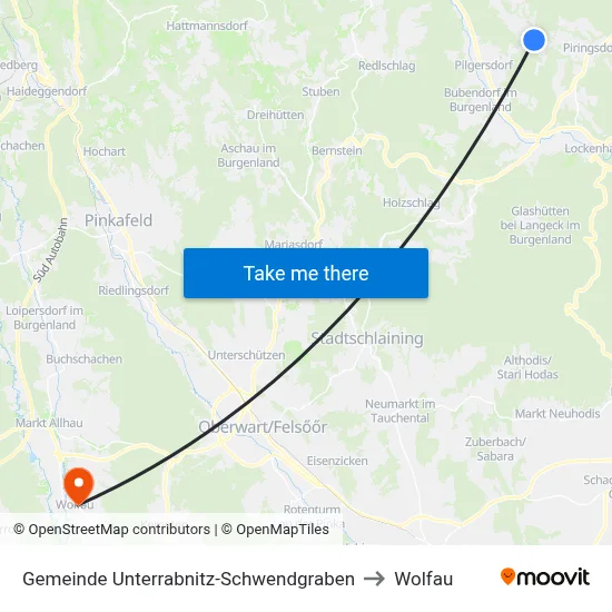 Gemeinde Unterrabnitz-Schwendgraben to Wolfau map