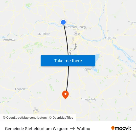 Gemeinde Stetteldorf am Wagram to Wolfau map