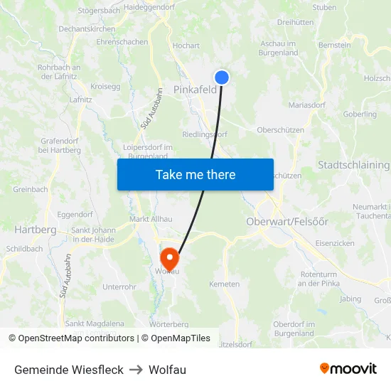 Gemeinde Wiesfleck to Wolfau map